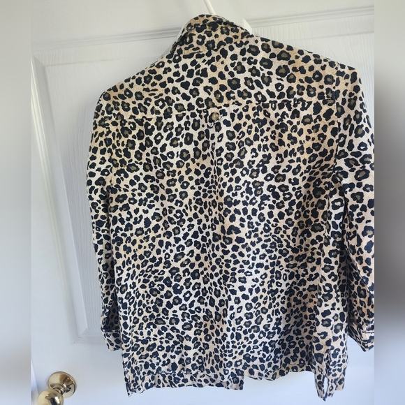 Jones New York Sport Petites Leopard Glam Print Button Down Sz PM - Picture 2 of 9